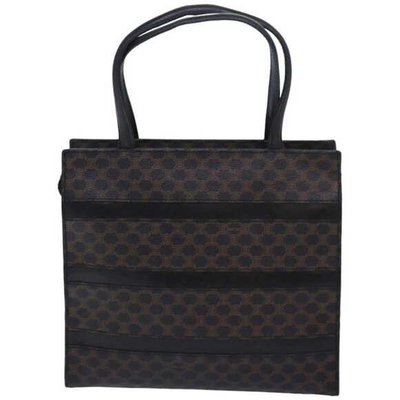 CELINE Macadam Canvas Hand Bag PVC Leather Black Auth 83930 - Picture 3 of 15